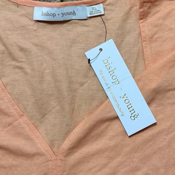 NWT Bishop + Young Ruffled Sleeve Tee in Sunset Orange Size XL - Picture 5 of 7